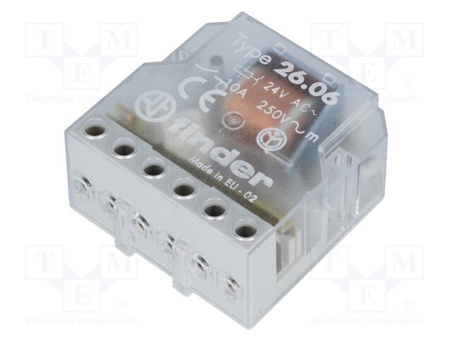 Relay: installation; bistable; NO x2; Ucoil: 24VAC; 10A; -40÷40°C