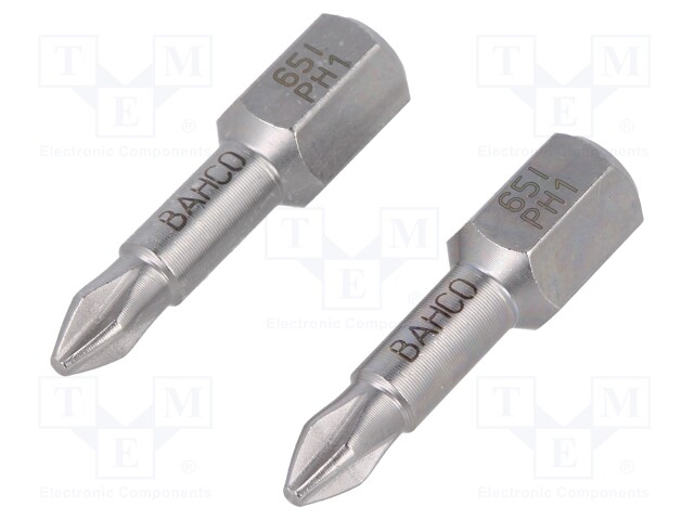 Screwdriver bit; Phillips; PH1; Overall len: 25mm; 2pcs; Torsion