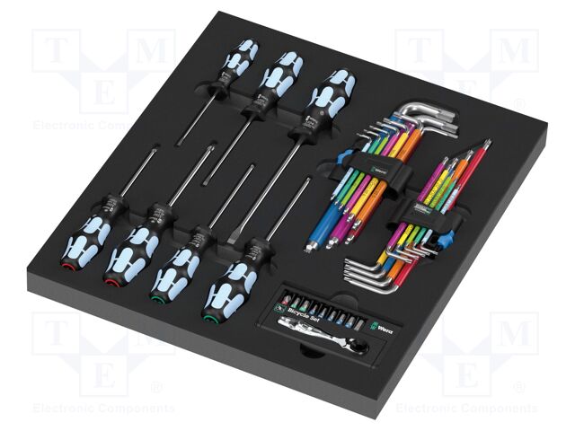 Tools set: general purpose; in a foam tray; 1/4"; tool trolley