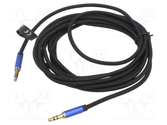 Cable; Jack 3.5mm 3pin plug,both sides; 3m; Plating: gold-plated