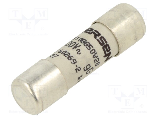 Fuse: fuse; gG,time-lag; 20A; 500VAC; 250VDC; 10x38mm