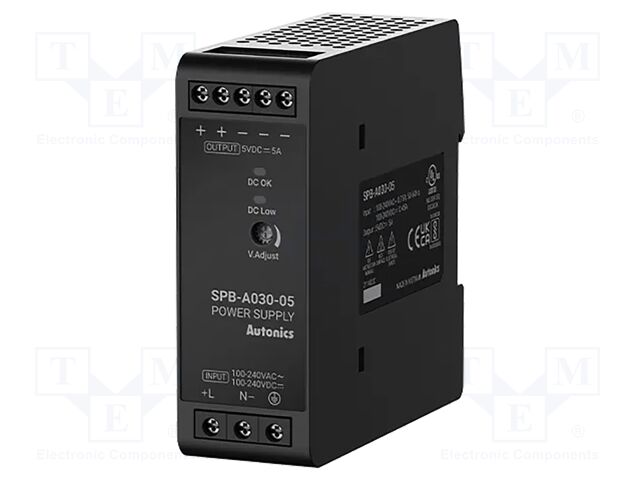 Power supply: switching; for DIN rail; 25W; 5VDC; 5A; 85÷264VAC