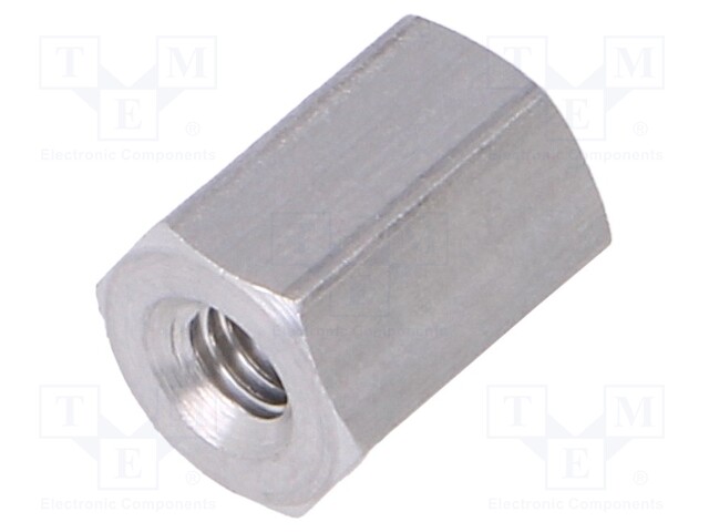 Screwed spacer sleeve; Int.thread: M3; 8mm; hexagonal; aluminium