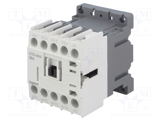 Contactor: 4-pole; NO x4; 415VAC; 20A; DIN; CTX3 MINI; -5÷40°C