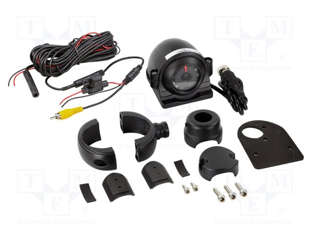 Rear view camera; 130°; black; 12VDC; Kit: camera; Features: NTSC