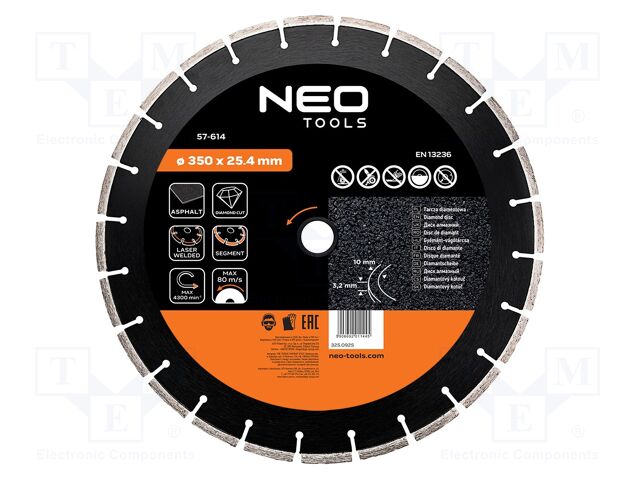 Cutting diamond wheel; Ø: 350mm; segmented; Holder: assembly hole
