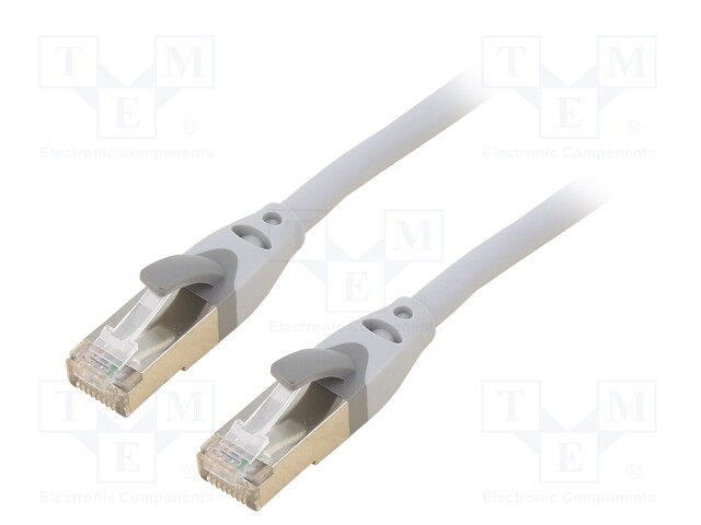 Patch cord; S/FTP; 6a; OFC; PVC; grey; 2m; RJ45 plug,both sides