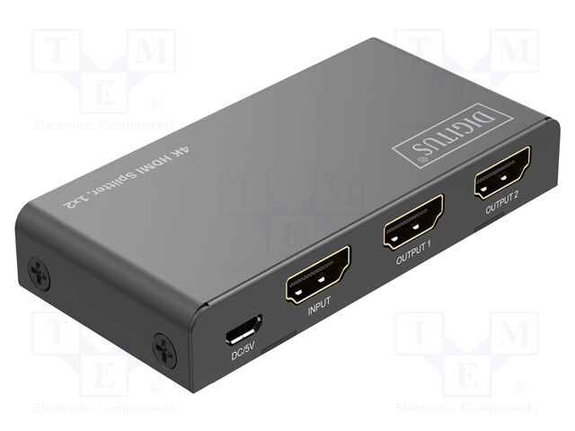 Splitter; HDMI 2.0; black; Input: HDMI socket,USB B micro socket