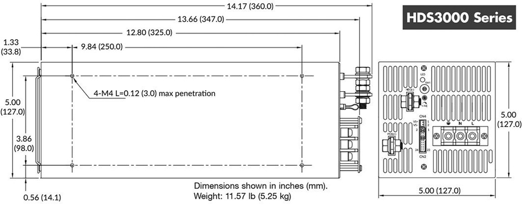 Power supply: switched-mode; 3000W; 30VDC; 100A; OUT: 1; 5.25kg