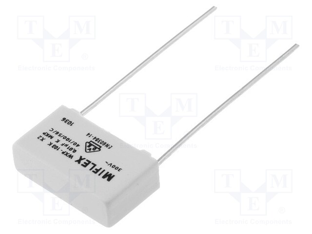 Capacitor: polypropylene; X2; 10nF; 15mm; ±10%; 18x5.5x10.5mm