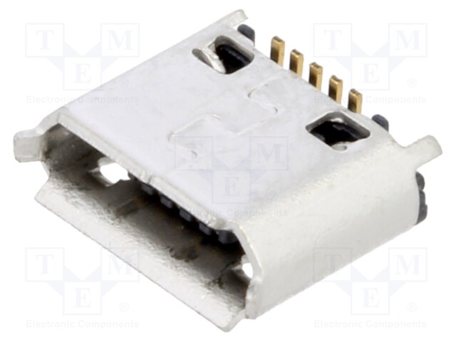Socket; USB B micro; SMT; PIN: 5; vertical; USB 2.0; 1.8A