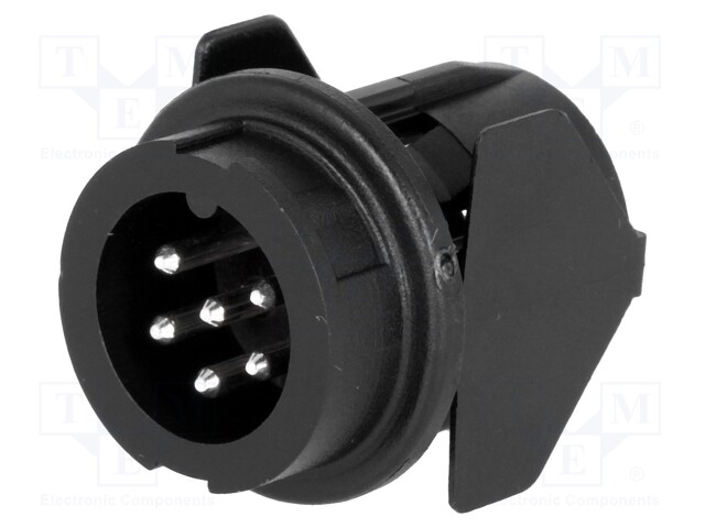 Socket; DIN; male; PIN: 6; for panel mounting,snap fastener; 300V