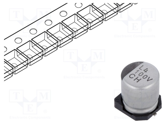 Capacitor: electrolytic; SMD; 100uF; 35VDC; Ø6.3x7.7mm; ±20%; 2000h