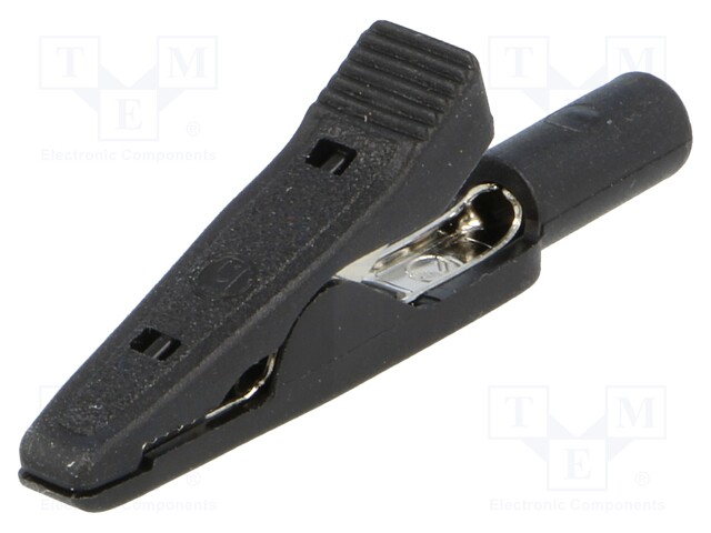 Crocodile clip; 15A; 60VDC; black; Grip capac: max.4mm