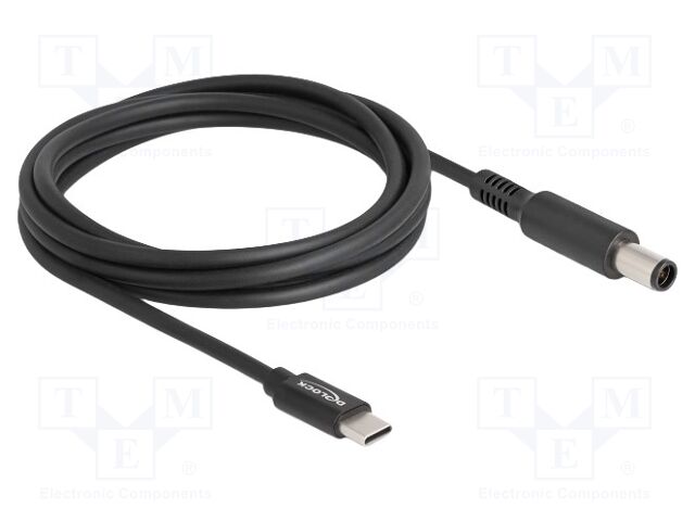 Cable; USB C plug,DC 7,4/5,0 plug; straight; black; 1.5m; black