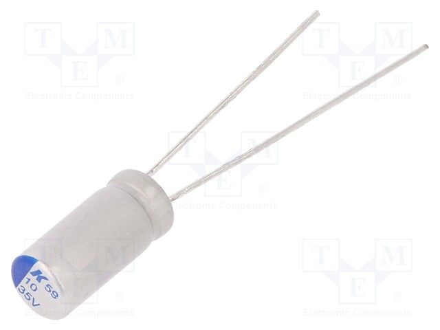 Capacitor: polymer; 10uF; 35VDC; ESR: 90mΩ; A759; THT; ±20%; 2000h