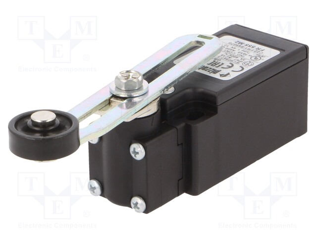 Limit switch; adjustable lever R 53-112mm, roll Ø20mm; NO + NC