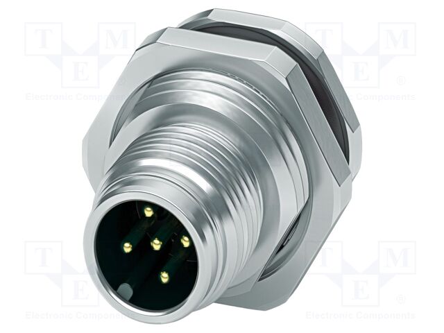 Connector: M12; socket; PIN: 5; male; 60V; straight; IP67; THT; A code