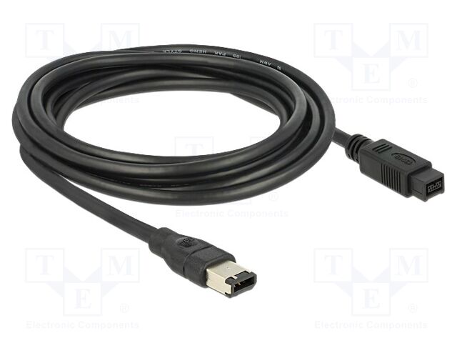 Cable; FireWire 6pin plug,FireWire 9pin plug; 3m; black; 400Mbps