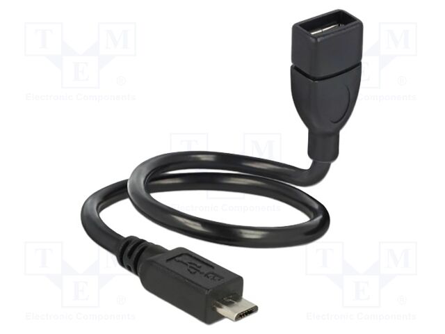 Cable; OTG,USB 2.0; USB A socket,USB B micro plug; 0.35m; black
