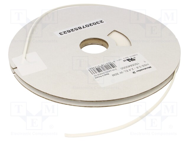 Heat shrink sleeve; glueless; 3: 1; 2.4mm; L: 30m; white