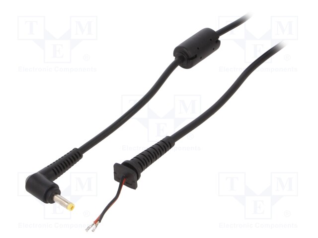 Cable; wires,DC 4,0/1,7 plug; angled; 0.5mm2; black; 1.2m