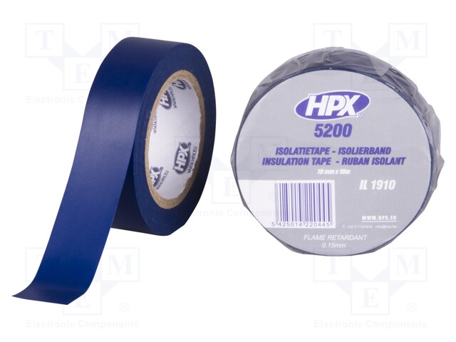 Tape: electrical insulating; W: 19mm; L: 10m; D: 0.15mm; blue; rubber