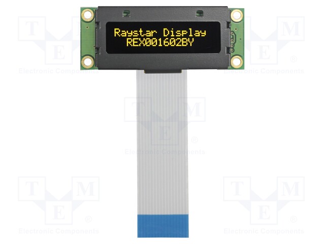 Display: OLED; alphanumeric; 16x2; Window dimensions: 36x10mm