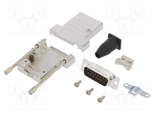 D-Sub; PIN: 15; male; shielded,with strain relief; straight