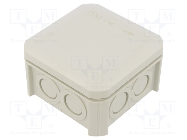 Enclosure: junction box; X: 90mm; Y: 90mm; Z: 52mm; polypropylene
