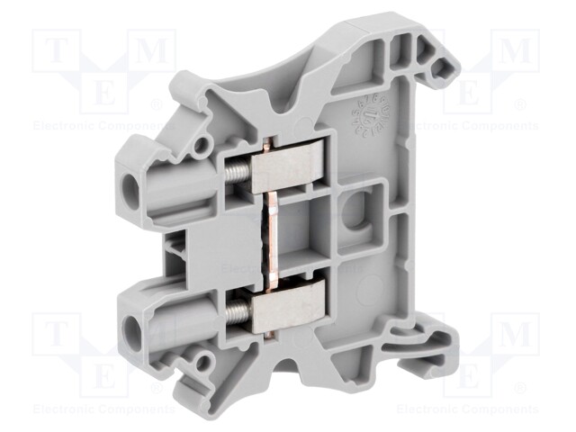 Splice terminal: rail; 0.14÷4mm2; ways: 1; terminals: 2; grey; 41A