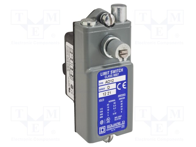 Limit Switch, Lever Arm, SPDT-1NO, SPDT-NC, 15 A, 600 V, 2.75 lbf