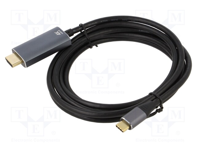 Adapter; HDMI 2.0; HDMI plug,USB C plug; 1.8m; black; Core: Cu
