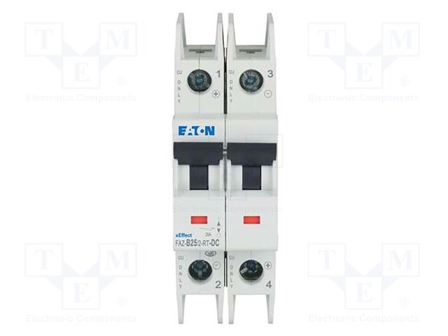 Circuit breaker; 220VDC; Inom: 25A; Poles: 2; Charact: B; 10kA; IP20