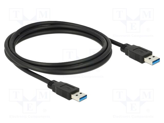 Cable; USB A plug,both sides; gold-plated; 1.5m; black; Cu; 5Gbps