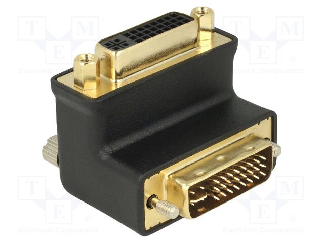 Adapter; DVI-D (24+5) plug 90° up/down,DVI-I (24+5) socket