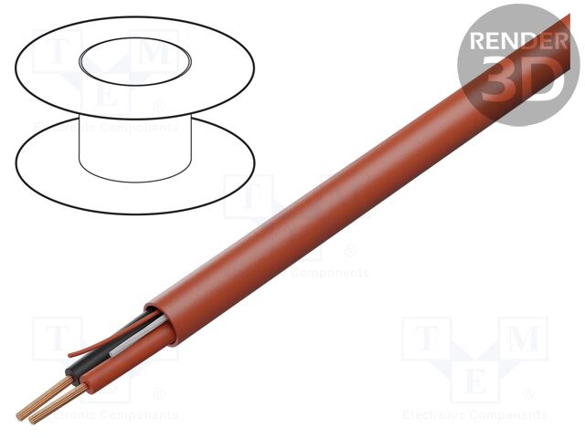 Wire: data transmission; 2x14AWG; Insulation: PVC; Colour: red