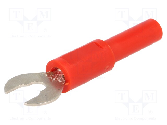 Fork terminals; banana 4mm socket,fork terminal; 60VDC; 36A; red