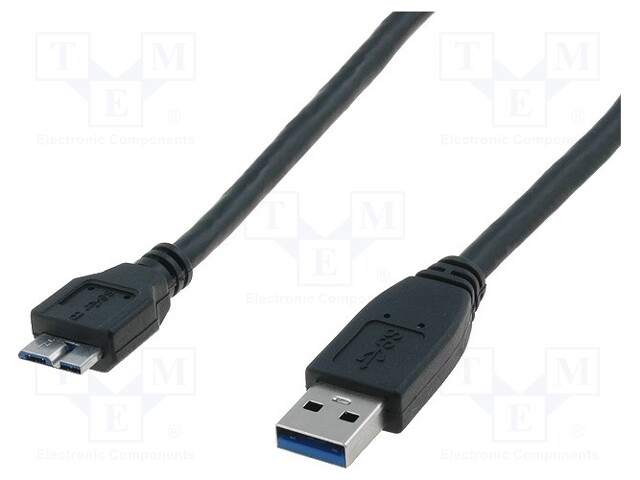 Cable; USB 3.0; USB A plug,USB B micro plug; nickel plated; 1m