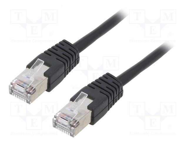 Patch cord; F/UTP; 5e; stranded; CCA; PVC; black; Len: 0.5m; 26AWG