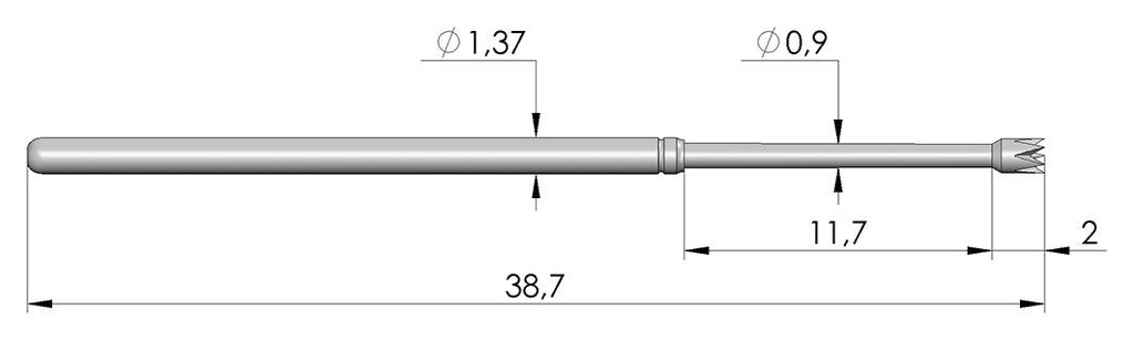 Test needle; Operational spring compression: 9.3mm; 5A; Ø: 1.3mm