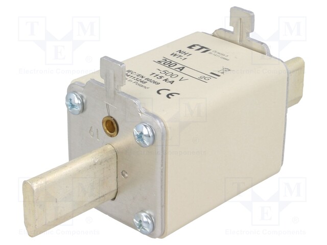 Fuse: fuse; gG; 200A; 500VAC; ceramic,industrial; NH1; WT-NH