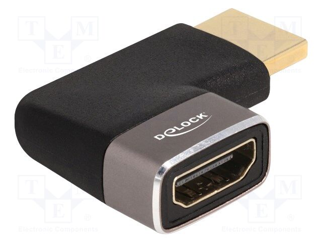 Adapter; HDMI socket,HDMI plug 90° left/right; metal
