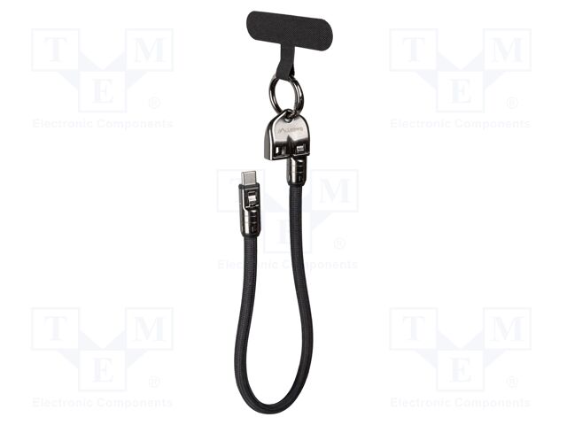 Cable; USB 2.0; USB C plug,both sides; gold-plated; 0.3m; black