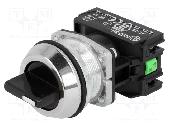 Switch: rotary; Stabl.pos: 3; NC + NO; 30mm; black; IP56; Pos: 3