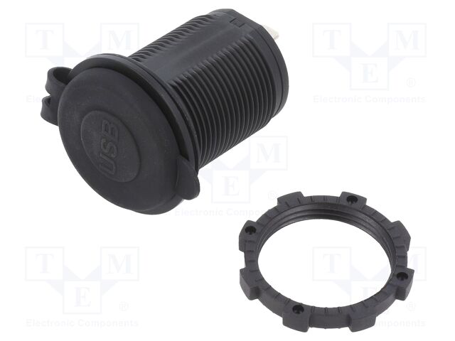 USB power supply; USB A socket x2; Sup.volt: 12÷24VDC; black