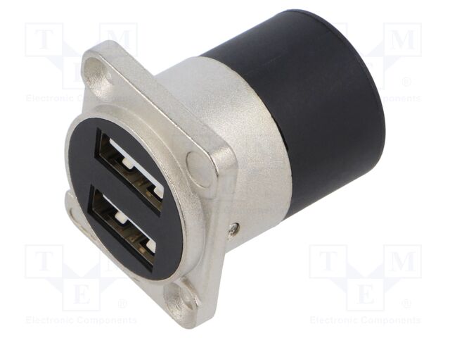 Coupler; USB A socket x2,both sides; for panel mounting,screw