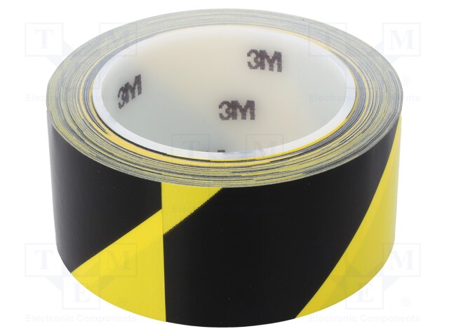 Tape: warning; W: 50mm; L: 33m; Colour: yellow-black; D: 0.16mm
