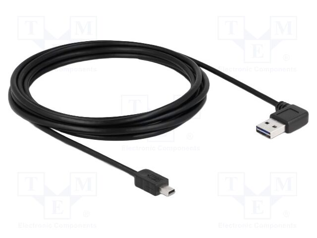 Cable; USB 2.0; gold-plated; 3m; black; 24AWG,28AWG; 480Mbps
