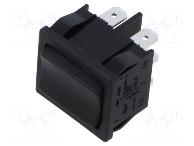 ROCKER; DPDT; Pos: 3; (ON)-OFF-(ON); 6A/250VAC; black; IP40; none